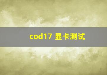 cod17 显卡测试